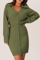 Womens Fall Sweater Dress Long Sleeve V Neck Button Down Knit Pullover Winter Dresses