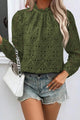 Womens Blouses Dressy Casual Embroidered Long Puff Sleeve Shirts Ruffle Eyelet Lace Top Fall Clothes