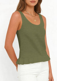 PRETTYGARDEN Womens Spring Crochet Tops Summer Sleeveless Scoop Neck Boho Sweater Tank Top Cute Beach Vacation Clothes PRETTYGARDEN