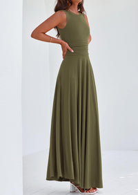PRETTYGARDEN Womens Spring Dresses Casual Sleeveless Crewneck Aline Maxi Dress Stretch Tank Flowy Long Dresses