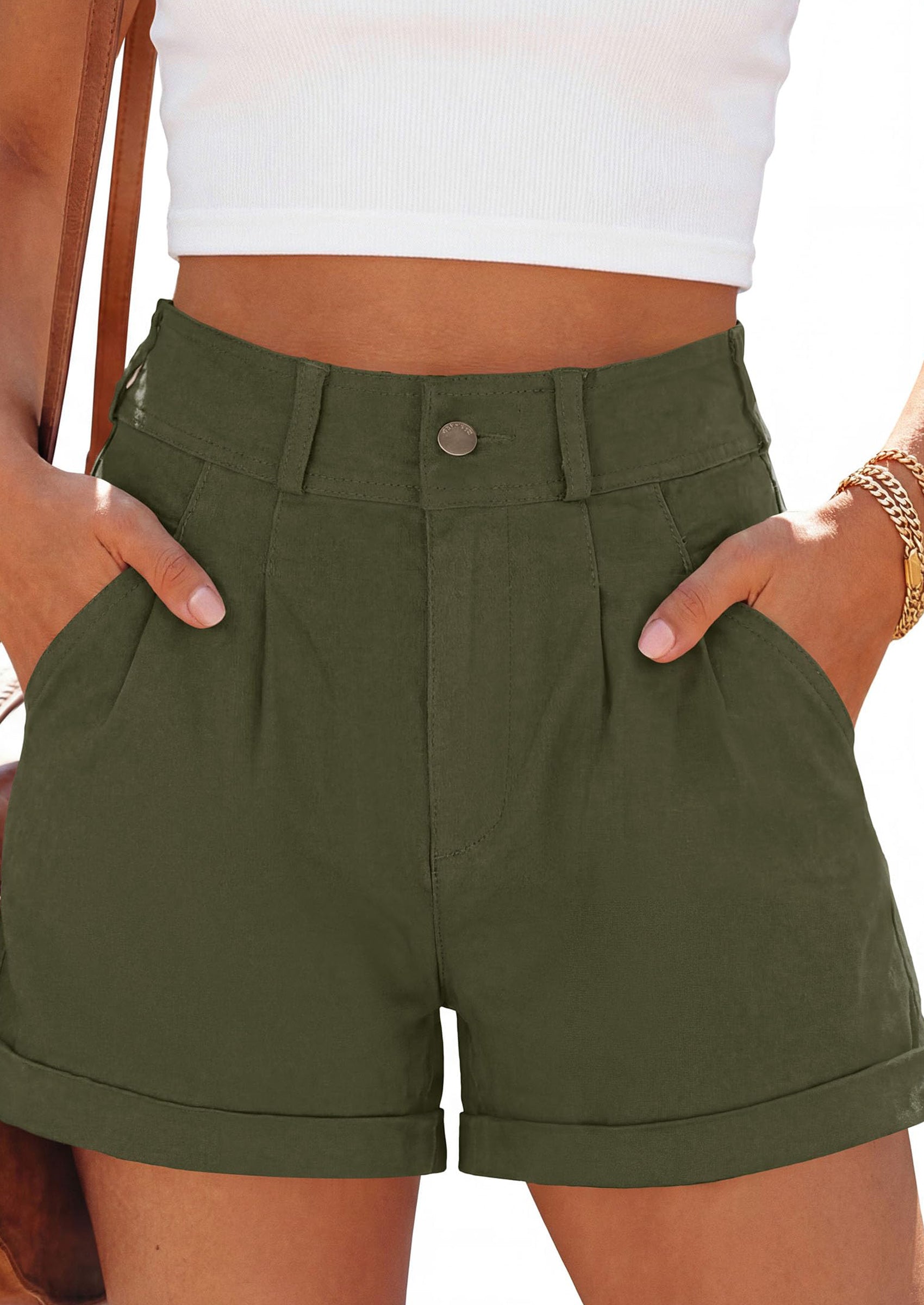 PRETTYGARDEN Womens Shorts Dressy Casual High Waisted Pleated Beach Vacation Tailored Summer Shorts with Pockets