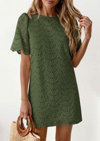 PRETTYGARDEN Women's Summer Casual Short Dresses Embroidered Lace Short Sleeve Boho Mini Dress Beach Vacation Clothes PRETTYGARDEN