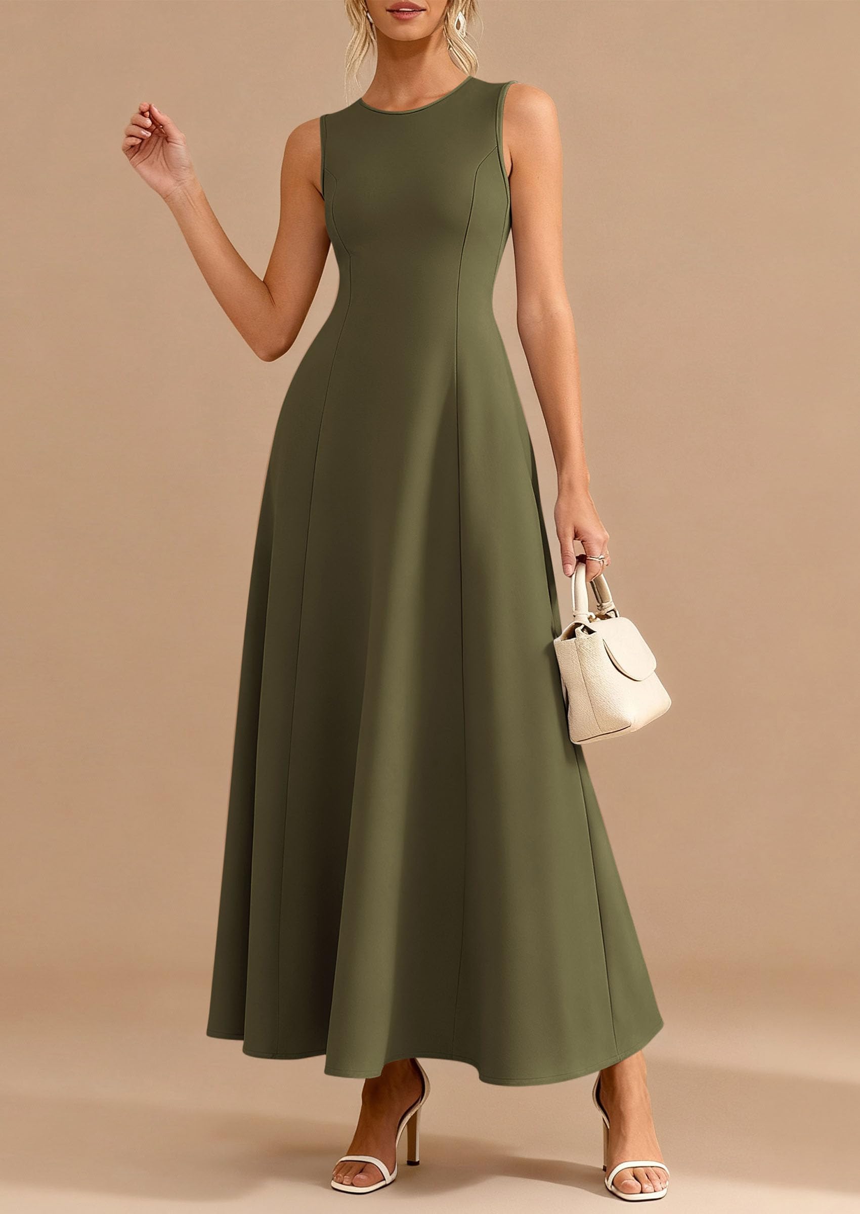 PRETTYGARDEN Women's Summer Tank Maxi Dress Spring Sleeveless Swing A Line Long Flowy Elegant Cocktail Dresses Pockets PRETTYGARDEN