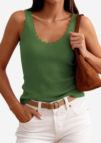 PRETTYGARDEN Womens Summer Sleeveless Tank Tops V Neck Ruffle Lightweight Ribbed Knit Shirt Casual Going Out Top PRETTYGARDEN