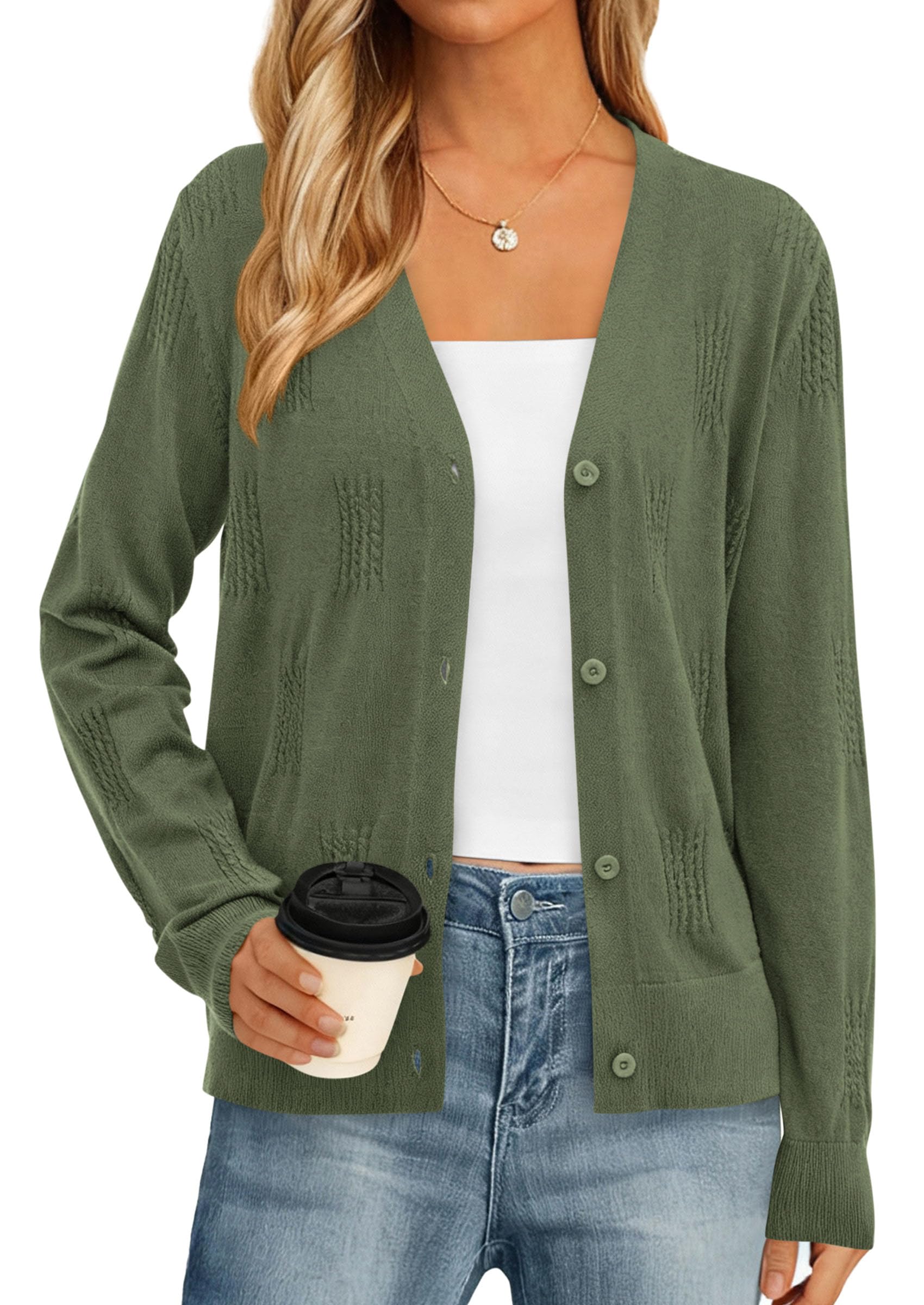 PRETTYGARDEN Women's Soft Winter Cardigan Sweaters Lightweight Knit Button Up Shrug Fall Sweater Tops PRETTYGARDEN