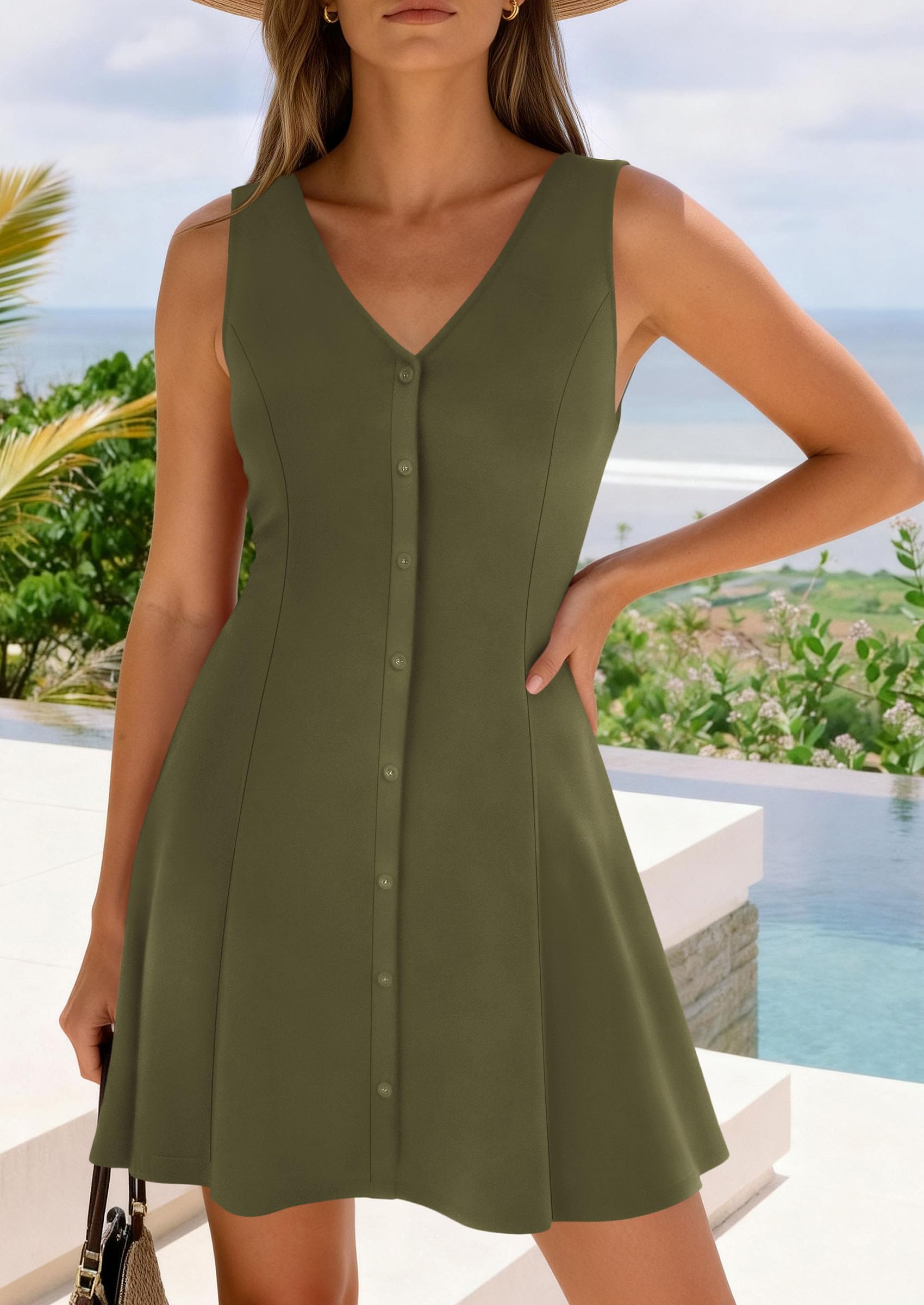 PRETTYGARDEN Short Summer Dresses for Women Casual A Line V Neck Vacation Beach Dress PRETTYGARDEN