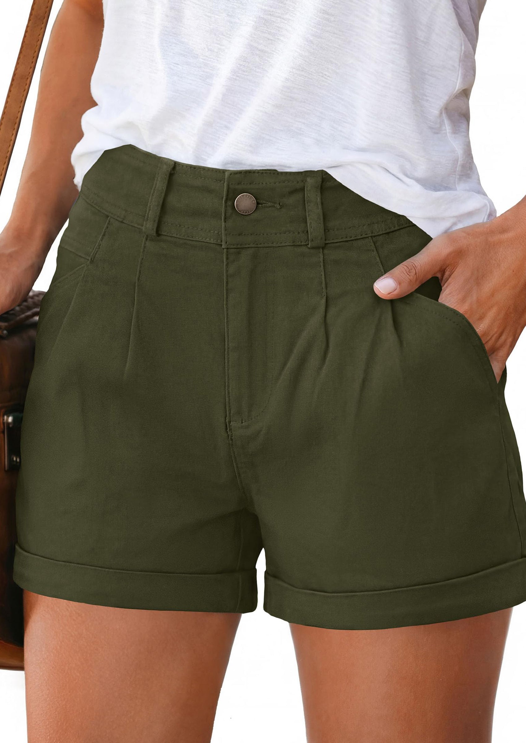 PRETTYGARDEN Womens Shorts Dressy Casual High Waisted Pleated Beach Vacation Tailored Summer Shorts with Pockets