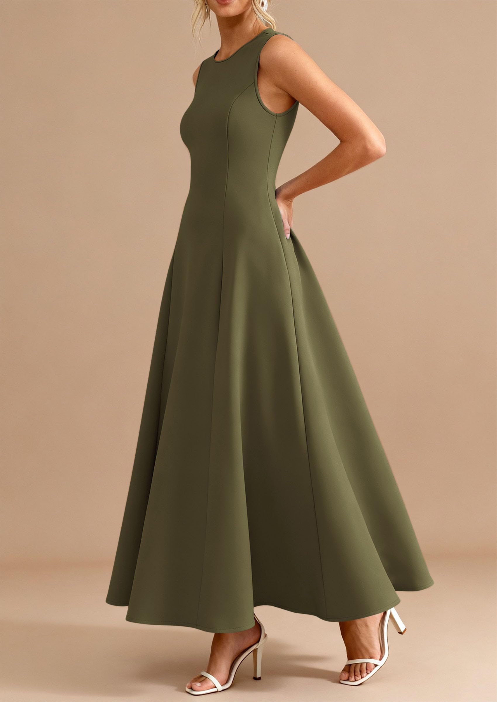 PRETTYGARDEN Women's Summer Tank Maxi Dress Spring Sleeveless Swing A Line Long Flowy Elegant Cocktail Dresses Pockets PRETTYGARDEN