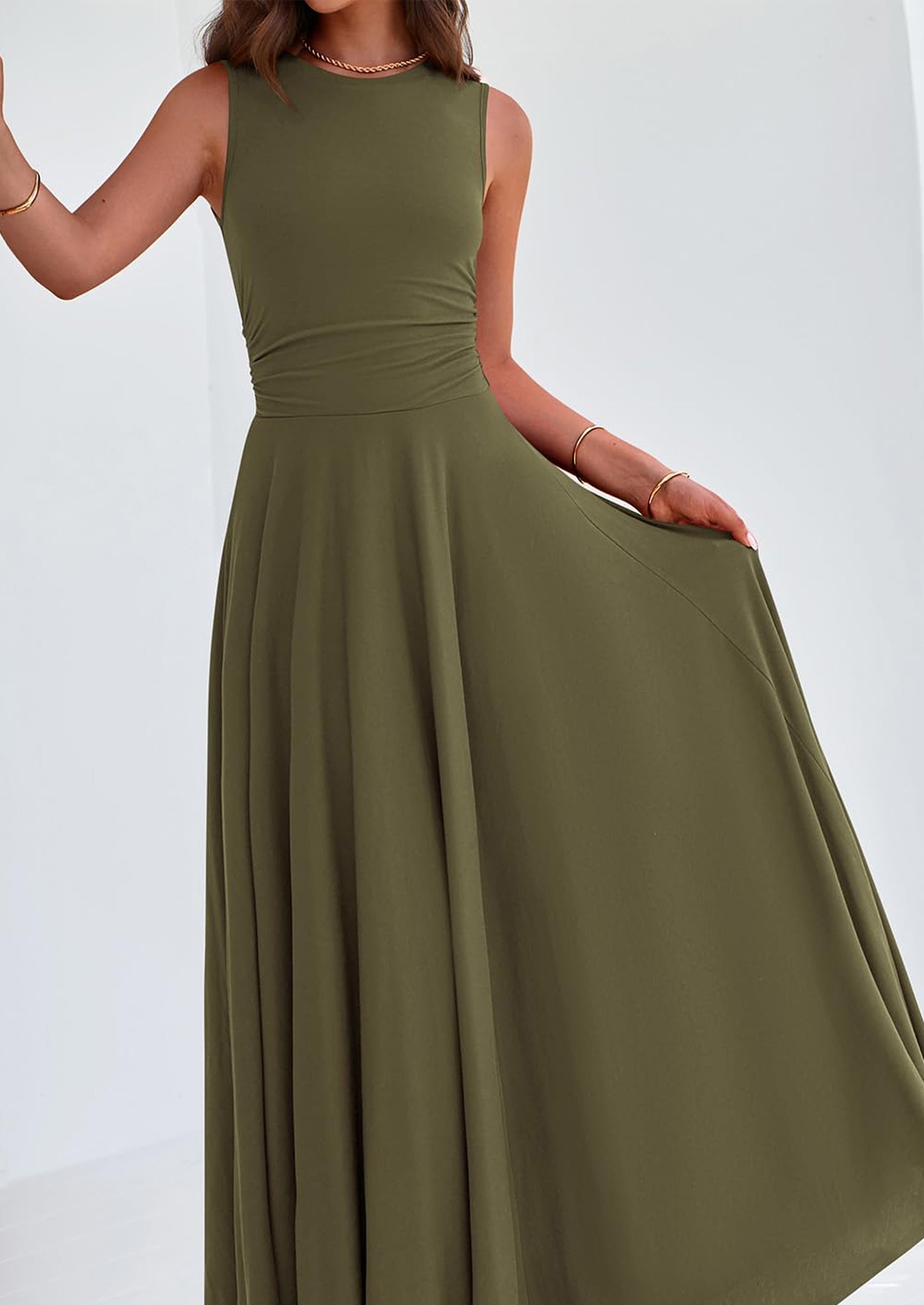 PRETTYGARDEN Womens Spring Dresses Casual Sleeveless Crewneck Aline Maxi Dress Stretch Tank Flowy Long Dresses