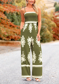 Boho Jumpsuits One Piece Outfits Spaghetti Strap Wide Leg Pants Rompers