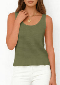 PRETTYGARDEN Womens Spring Crochet Tops Summer Sleeveless Scoop Neck Boho Sweater Tank Top Cute Beach Vacation Clothes PRETTYGARDEN