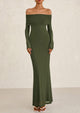 Women's Off The Shoulder Bodycon Maxi Dress Long Sleeve Mesh Elegant Party Formal Wedding Guest Dresses