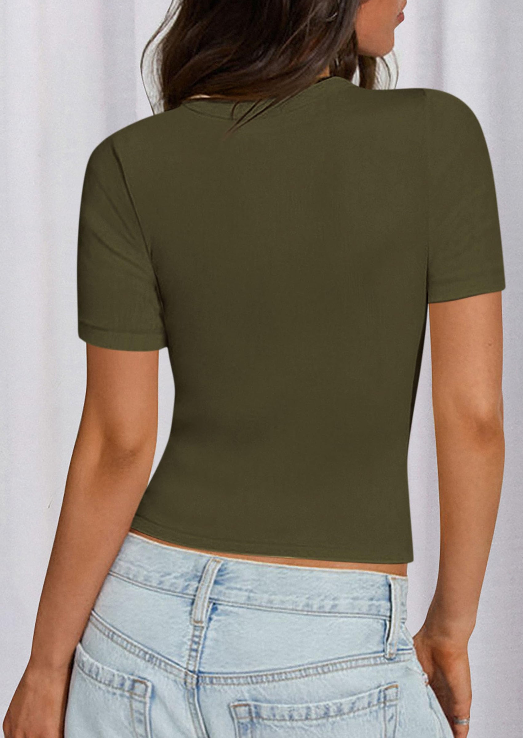 PRETTYGARDEN Women Summer Crew Neck Short Sleeve Tops Ribbed Knit Slim Fit Fashion Basic Tee Shirts Casual Going Out Top PRETTYGARDEN