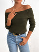 Fall Off Shoulder Sweaters Y2K Long Sleeve Ribbed Knit Fitted Pullover Tops Blouse