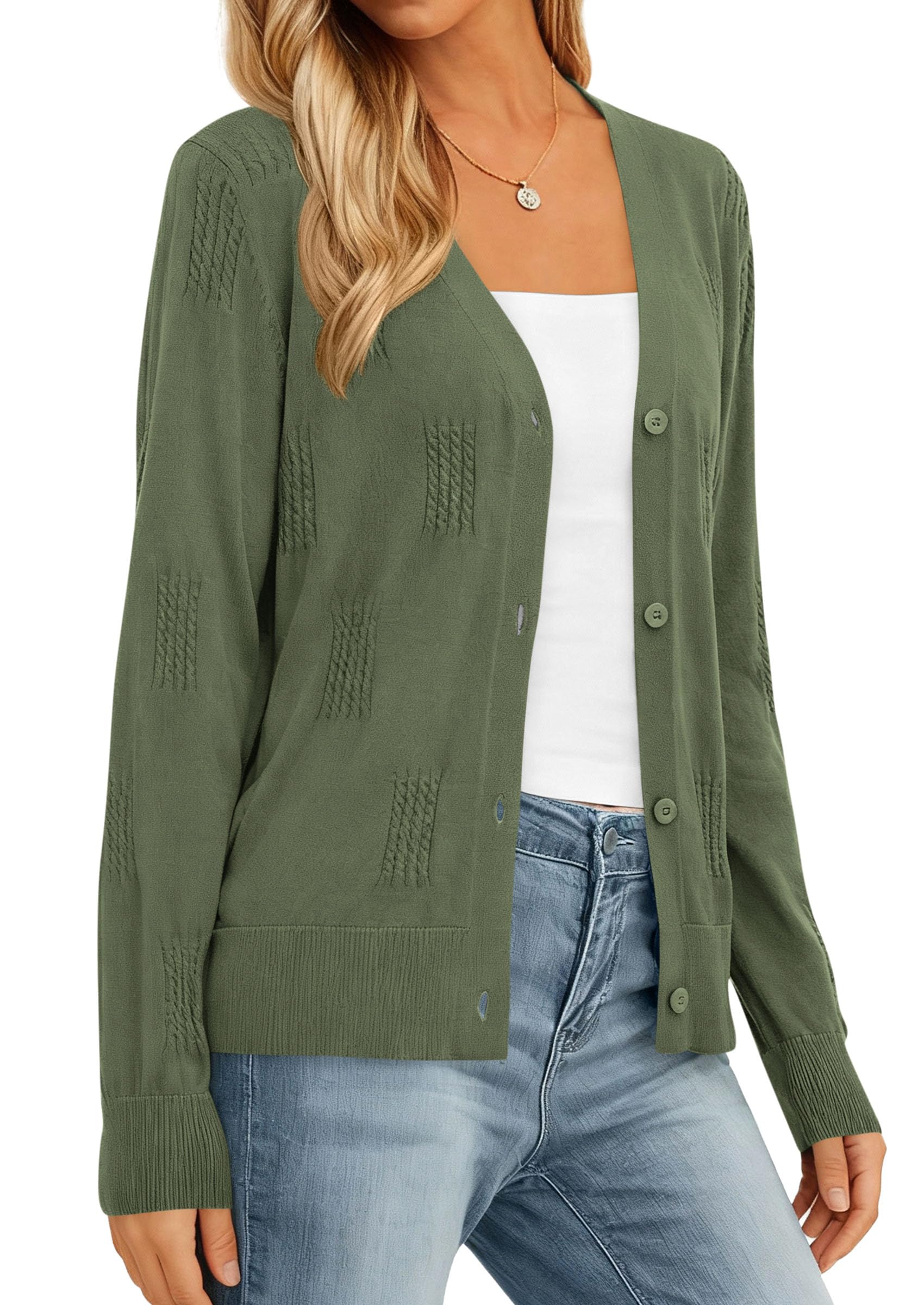 PRETTYGARDEN Women's Soft Winter Cardigan Sweaters Lightweight Knit Button Up Shrug Fall Sweater Tops PRETTYGARDEN