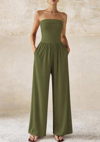 PRETTYGARDEN Tube Jumpsuits for Women Dressy Casual Off Shoulder Wide Leg Rompers Jumper One Piece Vacation Summer Outfits PRETTYGARDEN