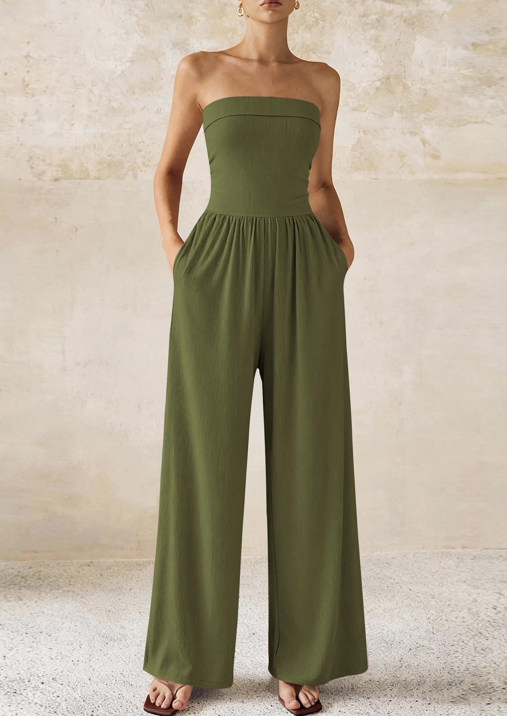 PRETTYGARDEN Tube Jumpsuits for Women Dressy Casual Off Shoulder Wide Leg Rompers Jumper One Piece Vacation Summer Outfits PRETTYGARDEN