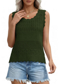 PRETTYGARDEN Womens Crochet Tank Tops Summer Spring Boho Sleeveless Cute Knit Sweater Vest Trendy Beach Vacation Clothes PRETTYGARDEN