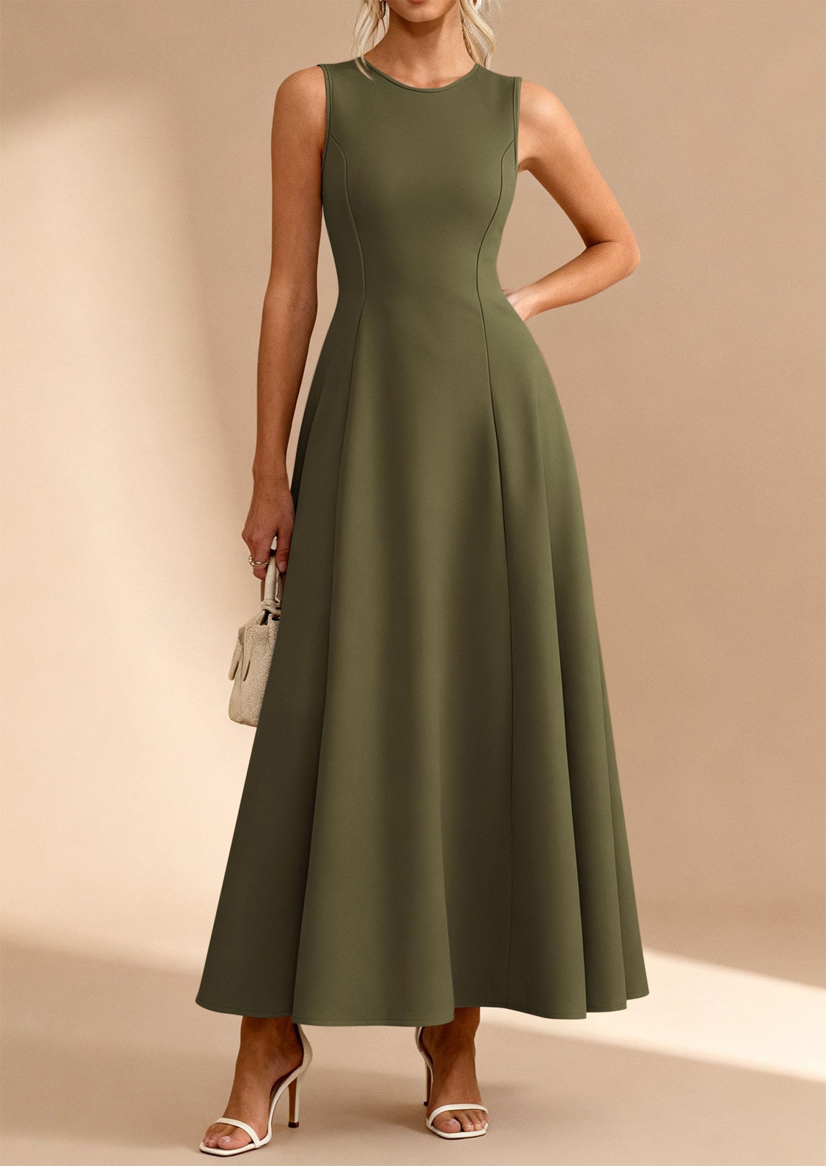 PRETTYGARDEN Women's Summer Tank Maxi Dress Spring Sleeveless Swing A Line Long Flowy Elegant Cocktail Dresses Pockets PRETTYGARDEN