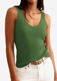 PRETTYGARDEN Womens Summer Sleeveless Tank Tops V Neck Ruffle Lightweight Ribbed Knit Shirt Casual Going Out Top PRETTYGARDEN