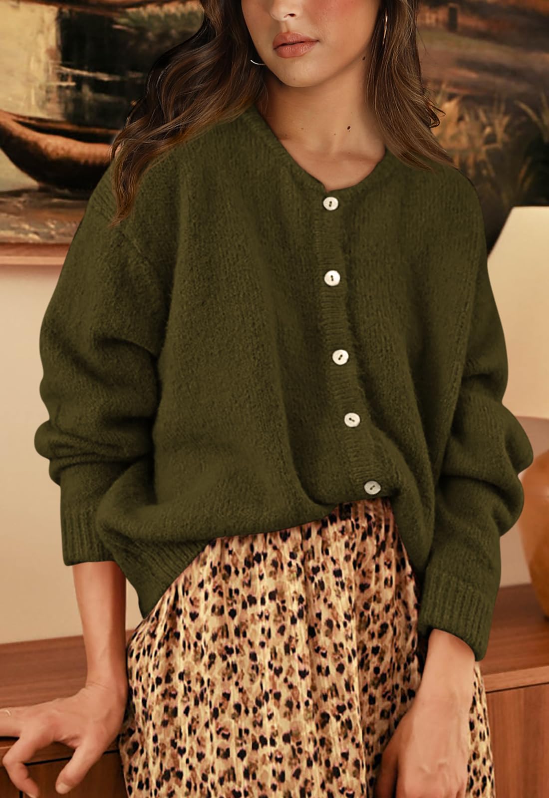 PRETTYGARDEN Long Sleeve Crewneck Button Down Womens Sweaters Fall Open Front Chunky Cardigan Sweaters for Women PRETTYGARDEN