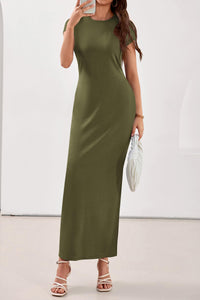 PRETTYGARDEN Womens Summer Maxi Dresses Casual Short Sleeve Crewneck Knit Slit T Shirt Dress Spring Long Beach Sundress PRETTYGARDEN