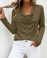 PRETTYGARDEN Womens Spring Tops Dressy Cowl Neck Long Sleeve Shirts Loose Business Casual Blouses Teacher Tunic Top PRETTYGARDEN