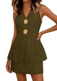 PRETTYGARDEN Womens Summer Sleeveless Blazer Vest Tops Trendy V Neck Button Down Business Casual Suit Vests Waistcoat PRETTYGARDEN