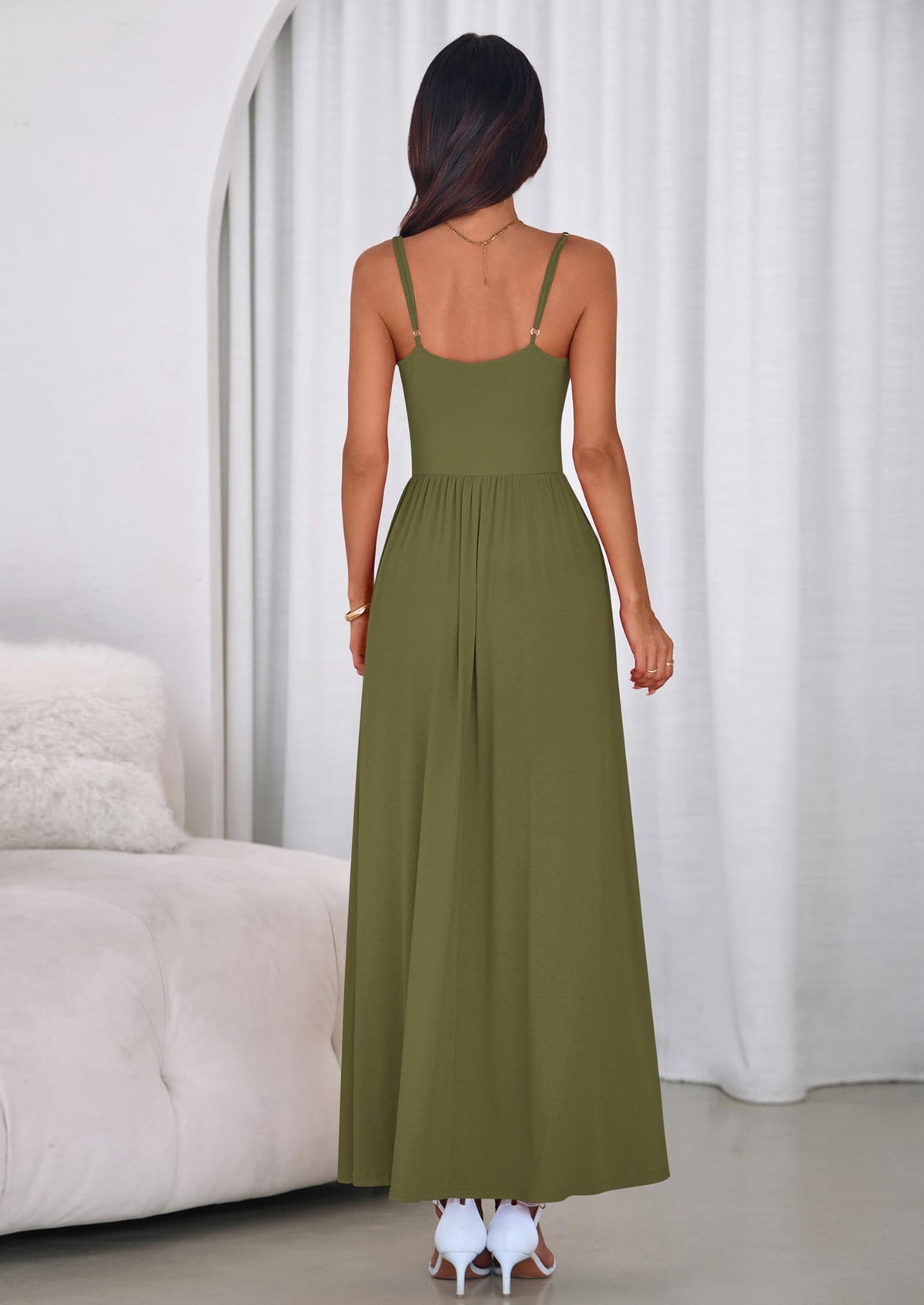 PRETTYGARDEN Womens Spaghetti Strap Maxi Dresses Sleeveless Summer Dress Long Casual Knit Flowy Beach Sundresses with Pockets PRETTYGARDEN