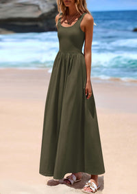 PRETTYGARDEN Womens Summer Casual Scoop Neck Sleeveless Long Dresses Tank Top Patchwork Aline Swing Maxi Dress with Pockets