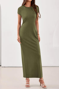 PRETTYGARDEN Womens Summer Maxi Dresses Casual Short Sleeve Crewneck Knit Slit T Shirt Dress Spring Long Beach Sundress PRETTYGARDEN