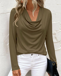 PRETTYGARDEN Womens Spring Tops Dressy Cowl Neck Long Sleeve Shirts Loose Business Casual Blouses Teacher Tunic Top PRETTYGARDEN