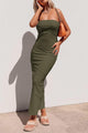 Ribbed Maxi Bodycon Summer Strapless Tube Y2K Party Club Long Dress