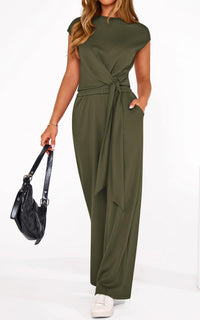 PRETTYGARDEN 2 Piece Matching Lounge Sets For Women Summer Short Sleeve Tie Front Crop Tops Casual Wide Leg Pants Tracksuit PRETTYGARDEN