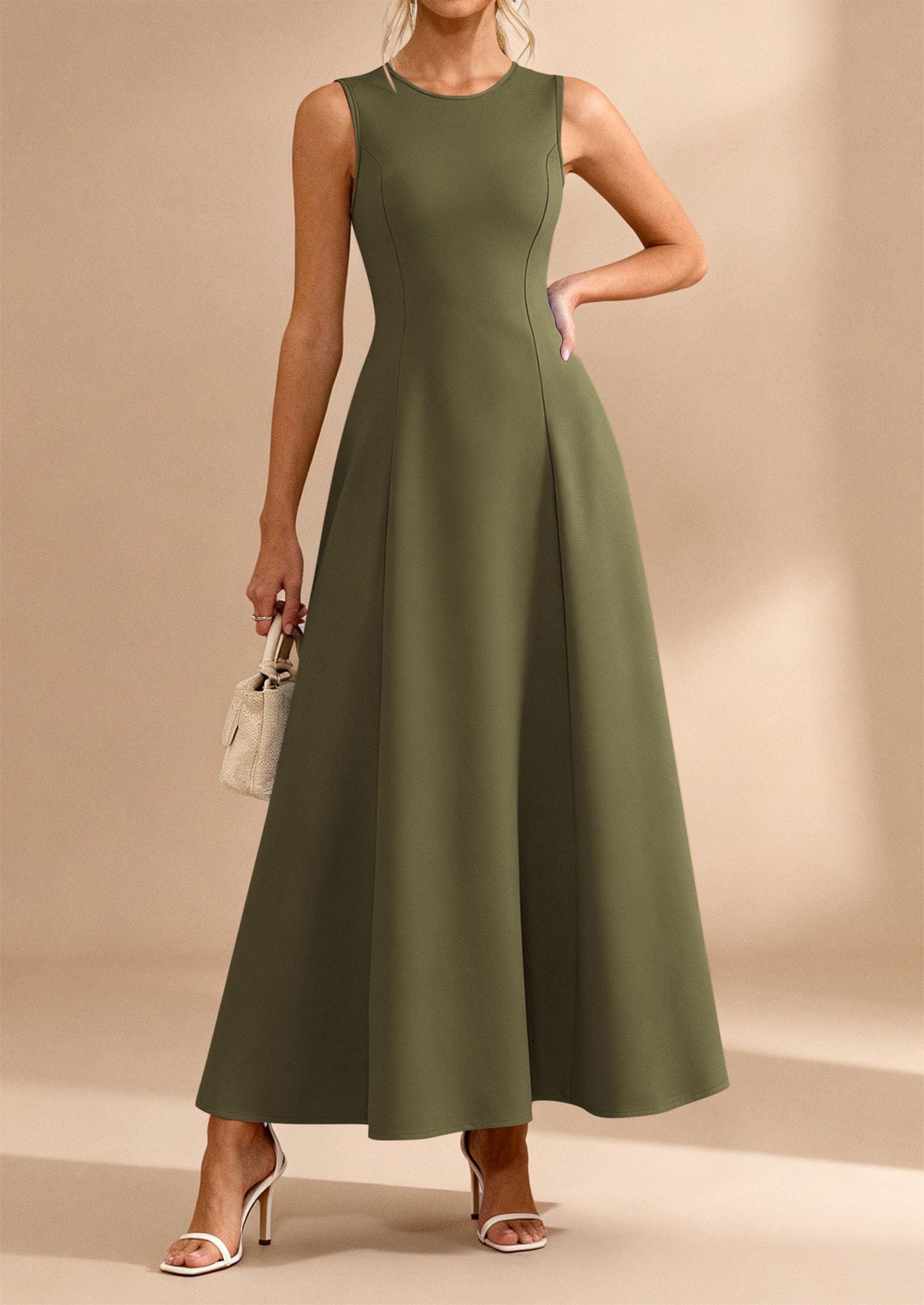 PRETTYGARDEN Women's Summer Tank Maxi Dress Spring Sleeveless Swing A Line Long Flowy Elegant Cocktail Dresses Pockets PRETTYGARDEN