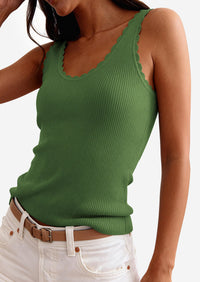 PRETTYGARDEN Womens Summer Sleeveless Tank Tops V Neck Ruffle Lightweight Ribbed Knit Shirt Casual Going Out Top PRETTYGARDEN