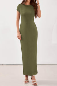 PRETTYGARDEN Womens Summer Maxi Dresses Casual Short Sleeve Crewneck Knit Slit T Shirt Dress Spring Long Beach Sundress PRETTYGARDEN