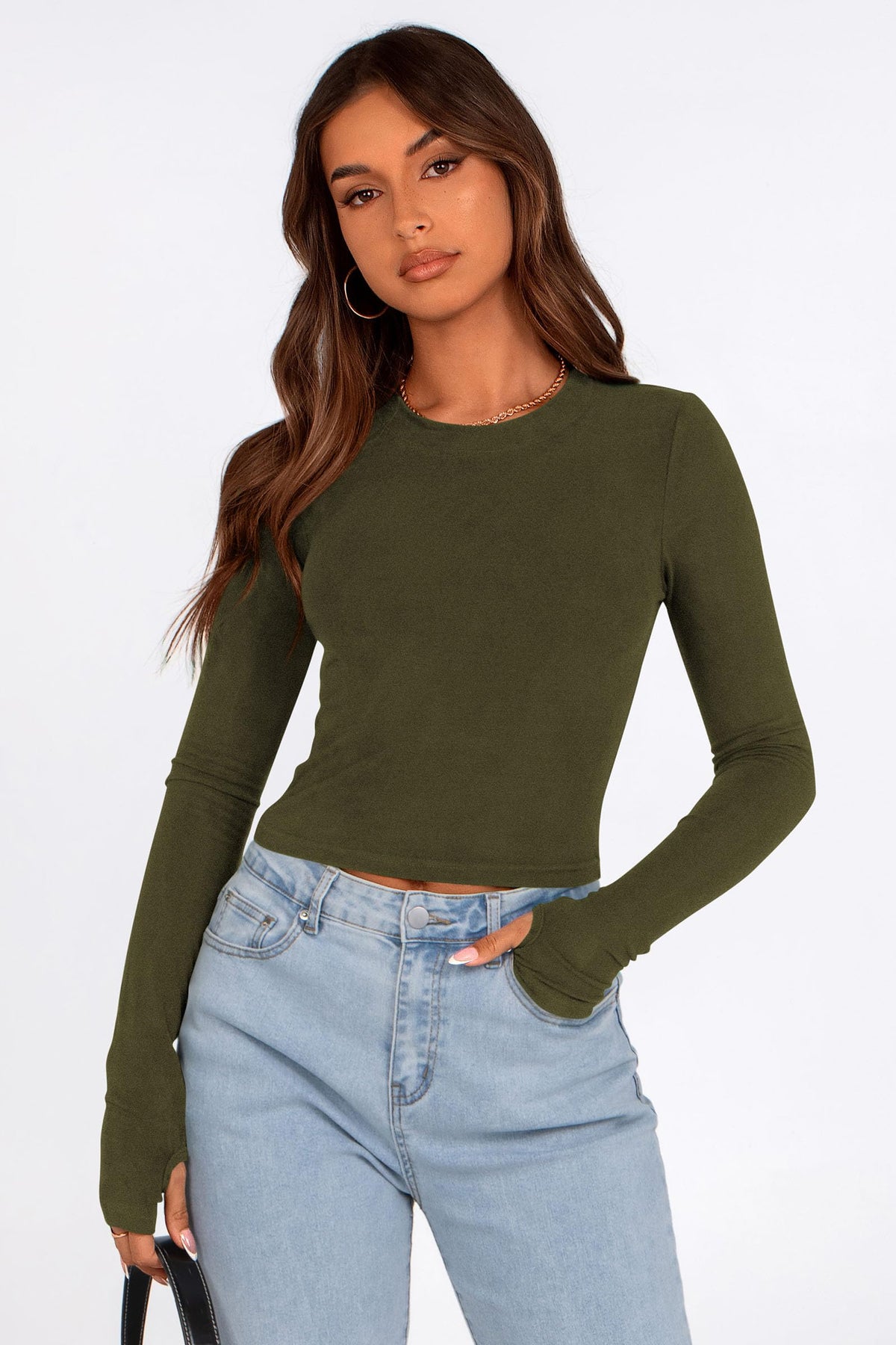 Long Sleeve Crop Tops Y2K Fashion Clothes Basic Slim Fit Tee Shirts Blouse