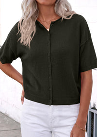 PRETTYGARDEN Women Spring Short Sleeve Cardigan Sweaters Button Down Knit Shirt Blouse Dressy Casual Tops Summer Outfits PRETTYGARDEN