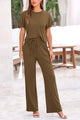 Short Sleeve T Shirt Wide Leg Pants Tracksuit