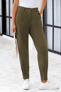 Summer High Waisted Ankle Length Trouser Slacks With Pockets