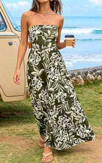 PRETTYGARDEN Sleeveless Floral Summer Maxi Dresses for Women Tube Top Flowy Long Dress Tropical Beach Vacation Clothes PRETTYGARDEN