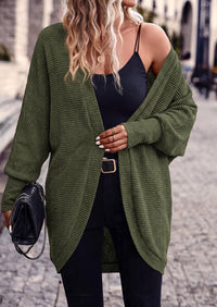 PRETTYGARDEN Batwing Long Sleeve Lightweight Cardigan Sweaters for Women Batwing Sleeve Long Cardigans Loose Fit Soft Ribbed Knit Light Weight Sweater Early Fall Fashion Streetwear Travel Outfits