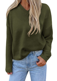PRETTYGARDEN Women's Fall Fashion V Neck Cozy Sweaters | Soft Stretchy Warm, Chunky Knit Pullover, Loose Fit Long Sleeve Tops, Dressy Casual Blouses,Trendy Holiday Winter Outfits