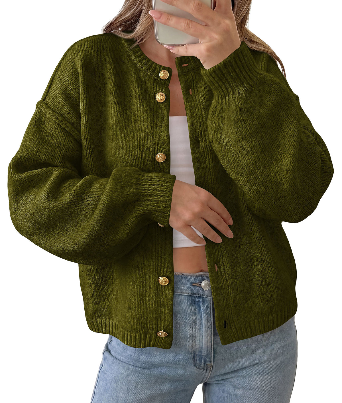 PRETTYGARDEN Women's Button up Chunky Knit Cardigan Sweaters | Crew Neck, Long Sleeve, Oversized Sweaters, Relaxed Fit, Soft Cozy Casual Outerwear, Fall Outfits, Winter Fashion Clothing