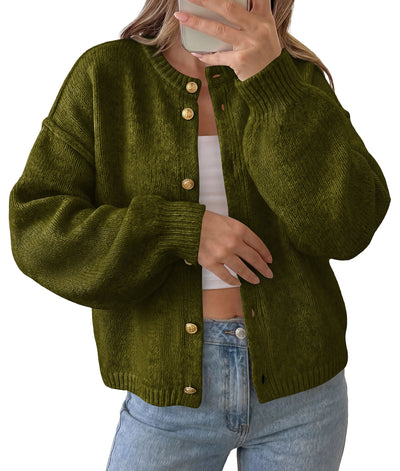 PRETTYGARDEN Women's Button up Chunky Knit Cardigan Sweaters | Crew Neck, Long Sleeve, Oversized Sweaters, Relaxed Fit, Soft Cozy Casual Outerwear, Fall Outfits, Winter Fashion Clothing