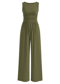 PRETTYGARDEN One Piece Jumpsuits for Women Dressy Casual Sleeveless Crewneck Wide Leg Rompers Jumpers Vacation Summer Outfits