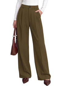 PRETTYGARDEN Women's Dress Pants Wide Leg Flowy Trousers | High Waisted Palazzo Pants, Pleated Front, Side Pockets, Work Office Wear, Business Casual Outfits, Fall Fashion Clothing