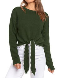 PRETTYGARDEN Casual Long Sleeve Strappy Sweaters for Women