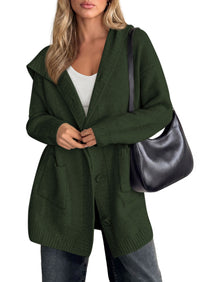 PRETTYGARDEN Women's Long Cardigans Hooded Chunky Sweaters  | Cozy Knit Jacket, Button up, Loose Fit, Pockets, Fall Coats, Trendy Casual, Going Out, Holiday Outfits, Winter Clothing